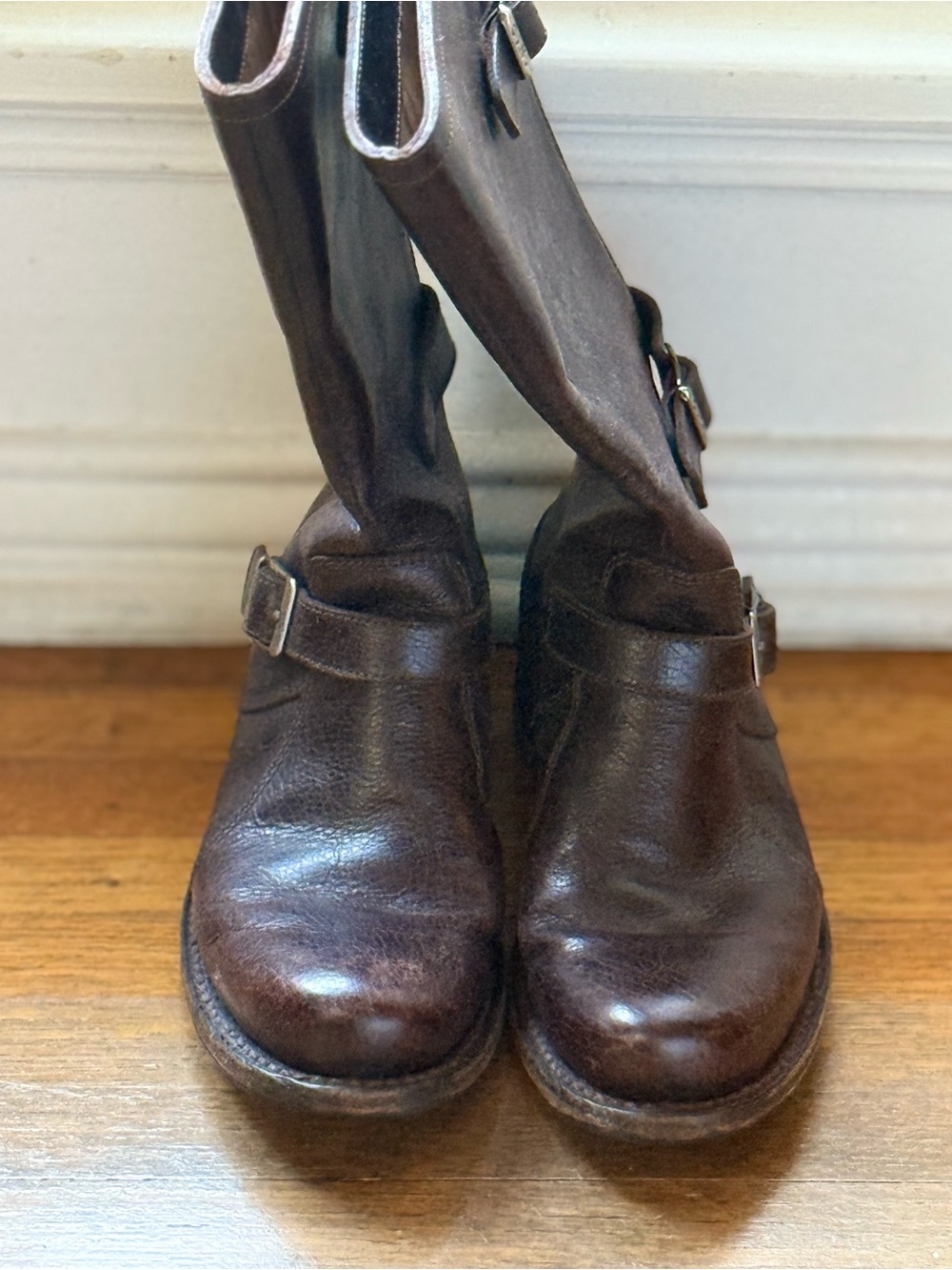 Costume National Vero Cuoio Brown Leather Zip up Mid-Calf Boots with Buckle